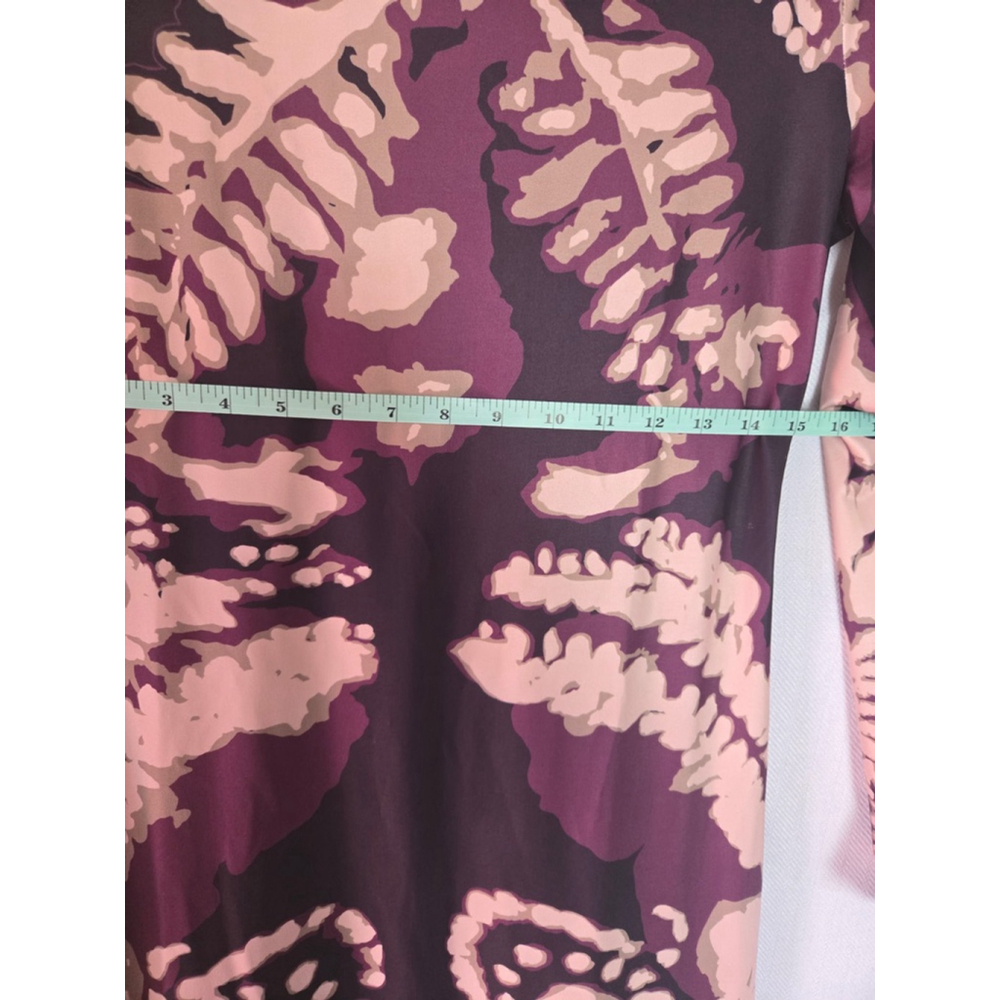 Women's Long Sleeve Dress Purple/Tan Floral Print Size S - Picture 5 of 6